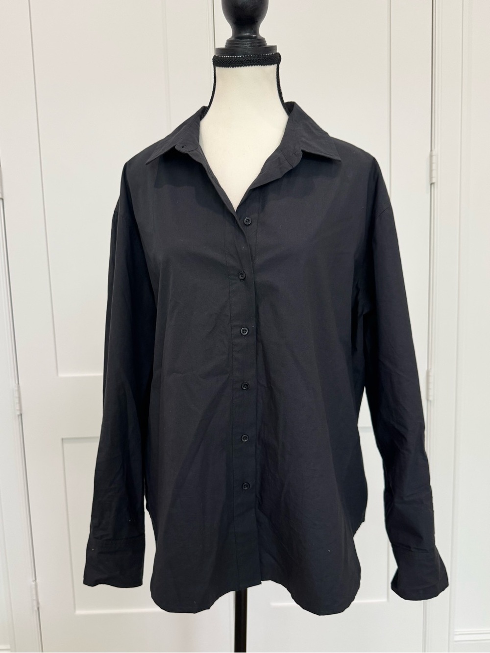 🖤 Julia Amory Black Poplin Button-Down Blouse | Size Large 🖤